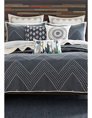 Details about   INK+IVY II13-565 Pomona 3 Piece Coverlet Mini Set Navy King/California King 