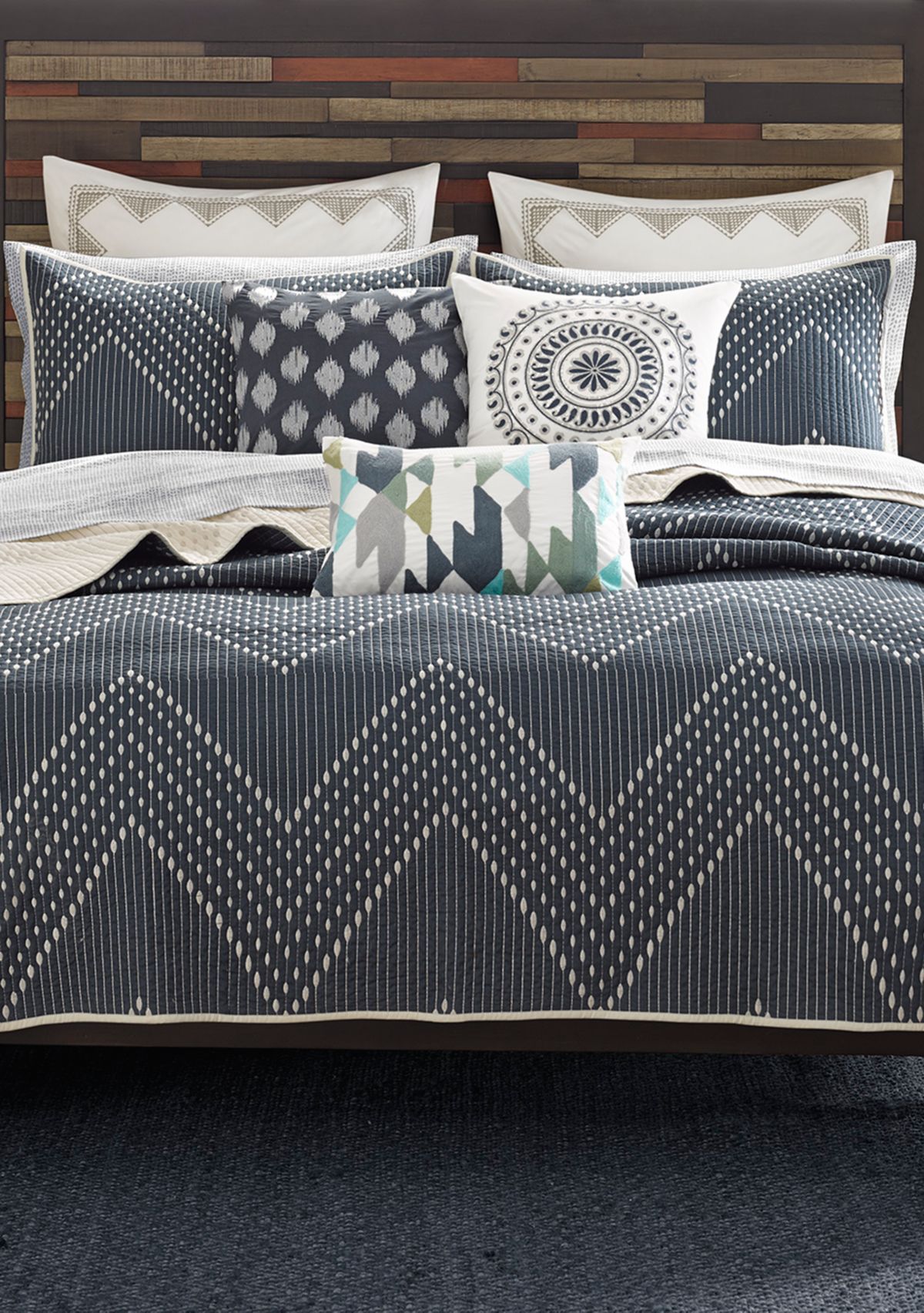 Pomona Cotton Embroidered 3 Piece Quilt Set