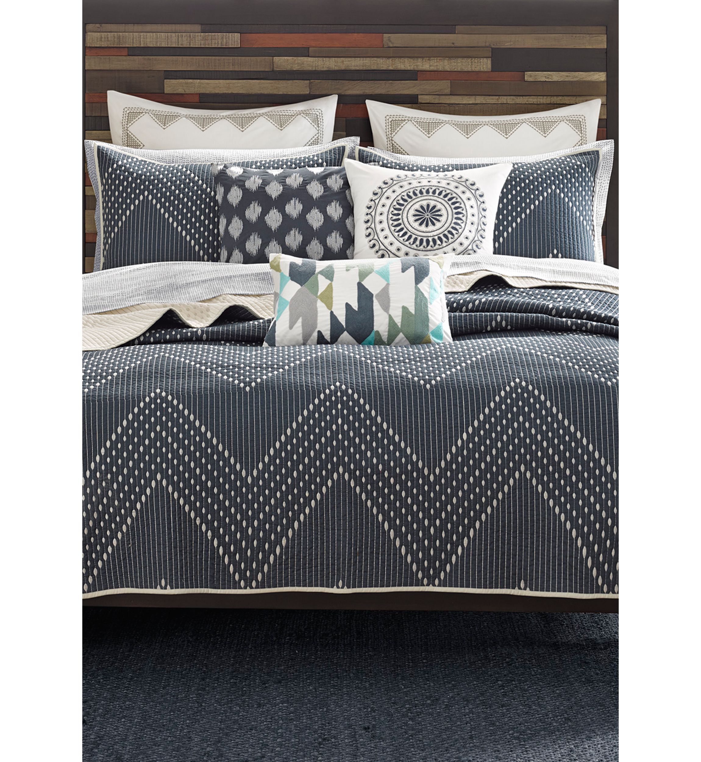 Pomona Cotton Embroidered 3 Piece Quilt Set