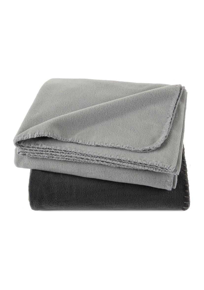 Easy Living Solid and Print Microfleece Throw - 2 Pack 