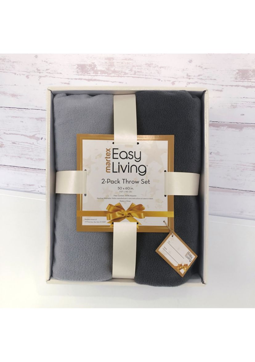 Easy Living Solid and Print Microfleece Throw - 2 Pack 