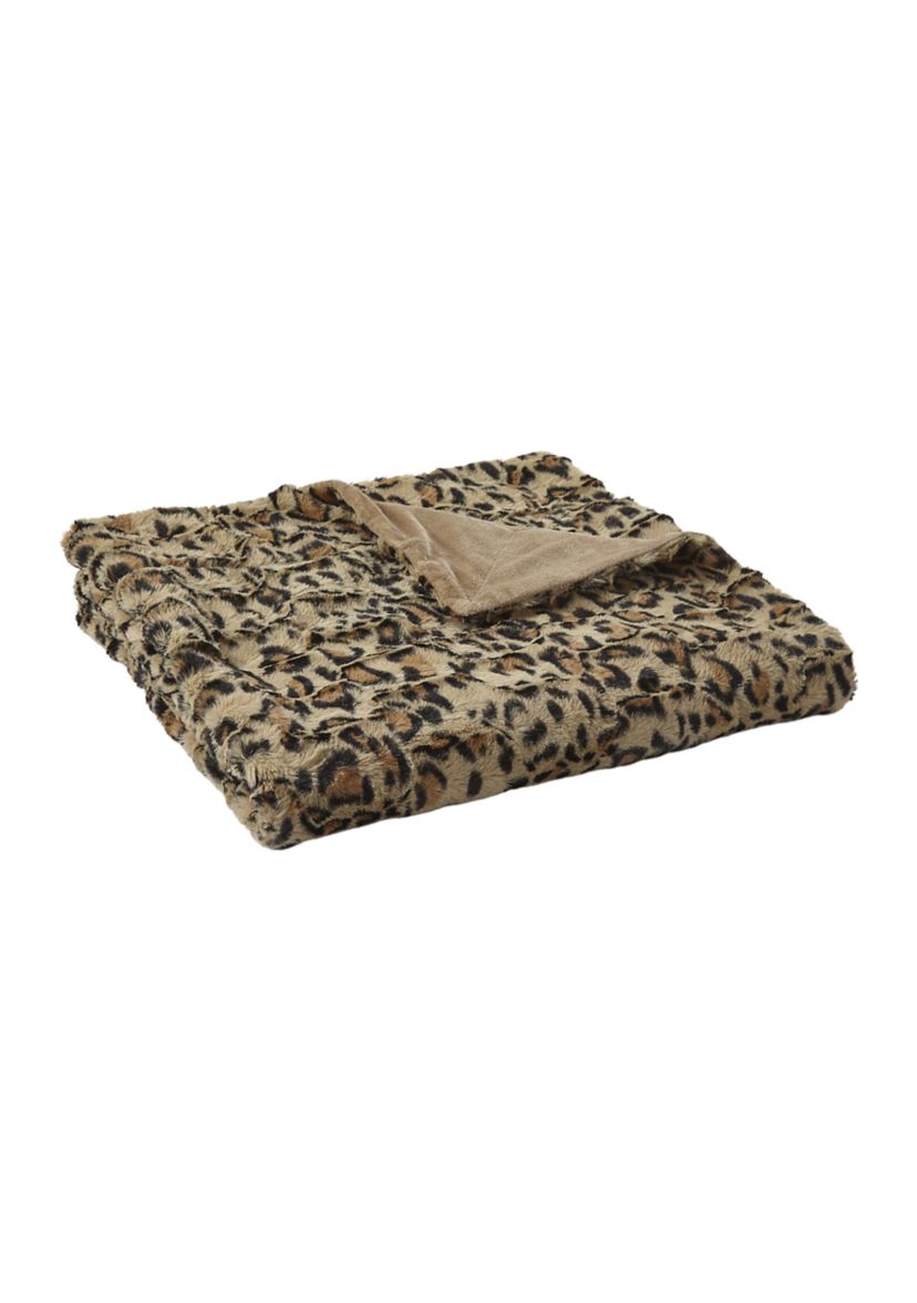 Faux Fur Leopard Print Throw