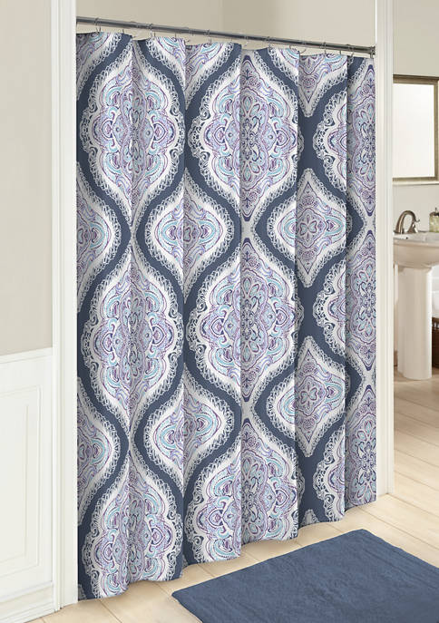 Marble Hill Lotus Fabric Shower Curtain, Purple Lotus Shower Curtain
