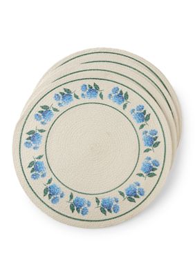 Fiesta Hydrangea Round Placemats Set of 4 - Belk Exclusive, Blue, 15 in. Round