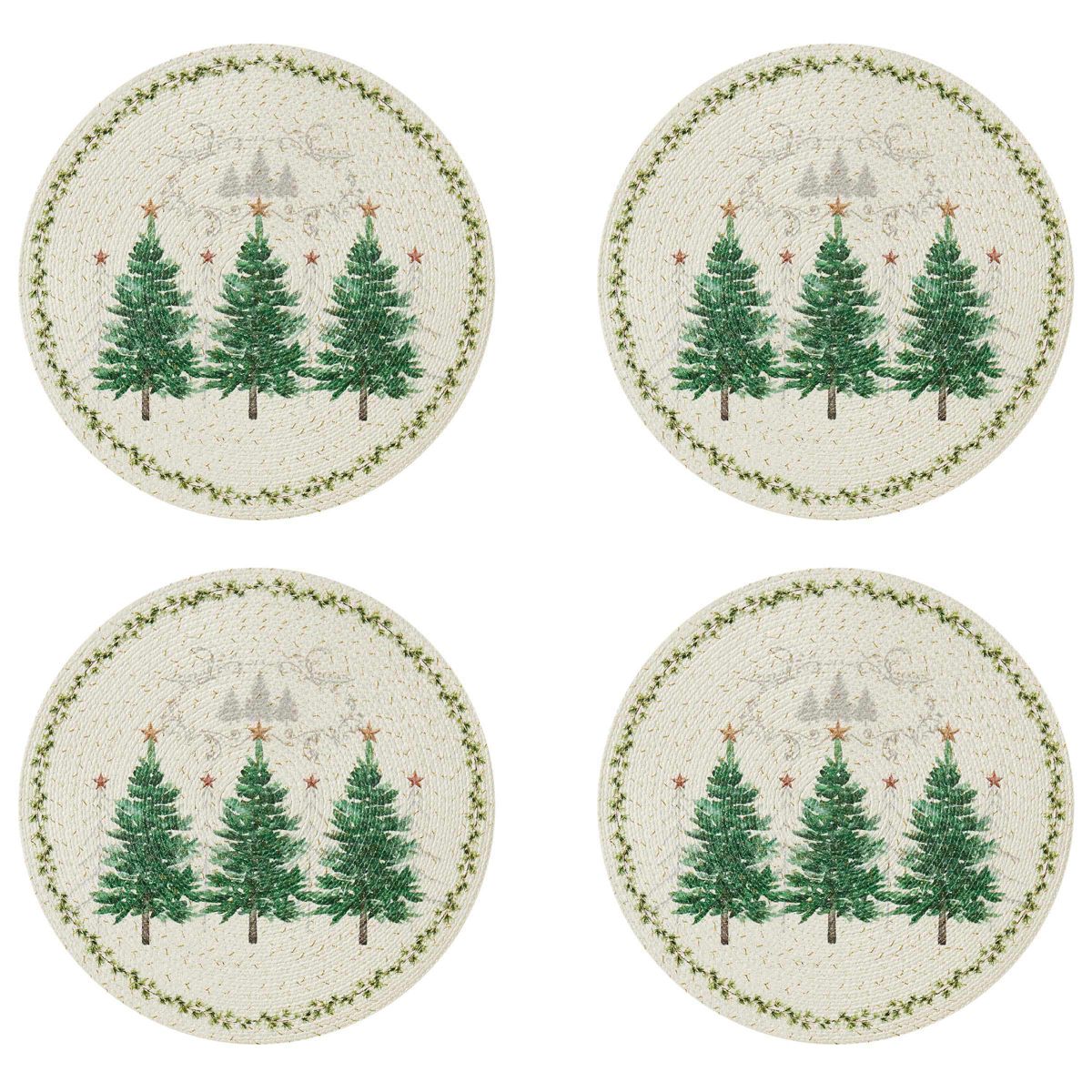 Trees Round Braided Placemat - Set of 4