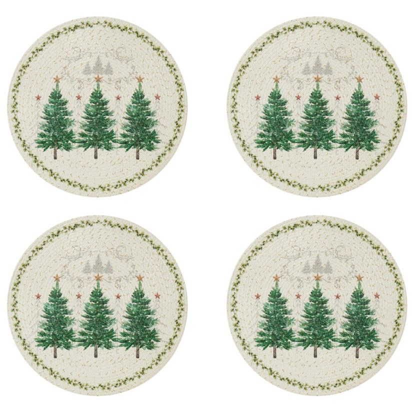 Trees Round Braided Placemat - Set of 4