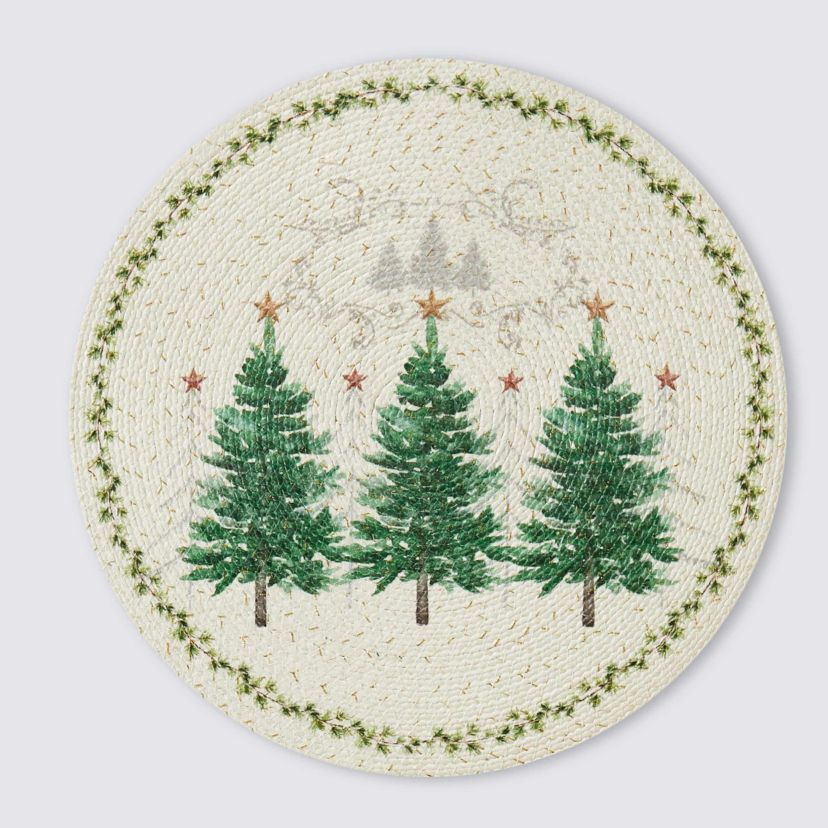Trees Round Braided Placemat - Set of 4