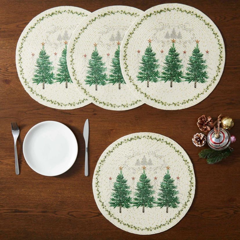 Trees Round Braided Placemat - Set of 4