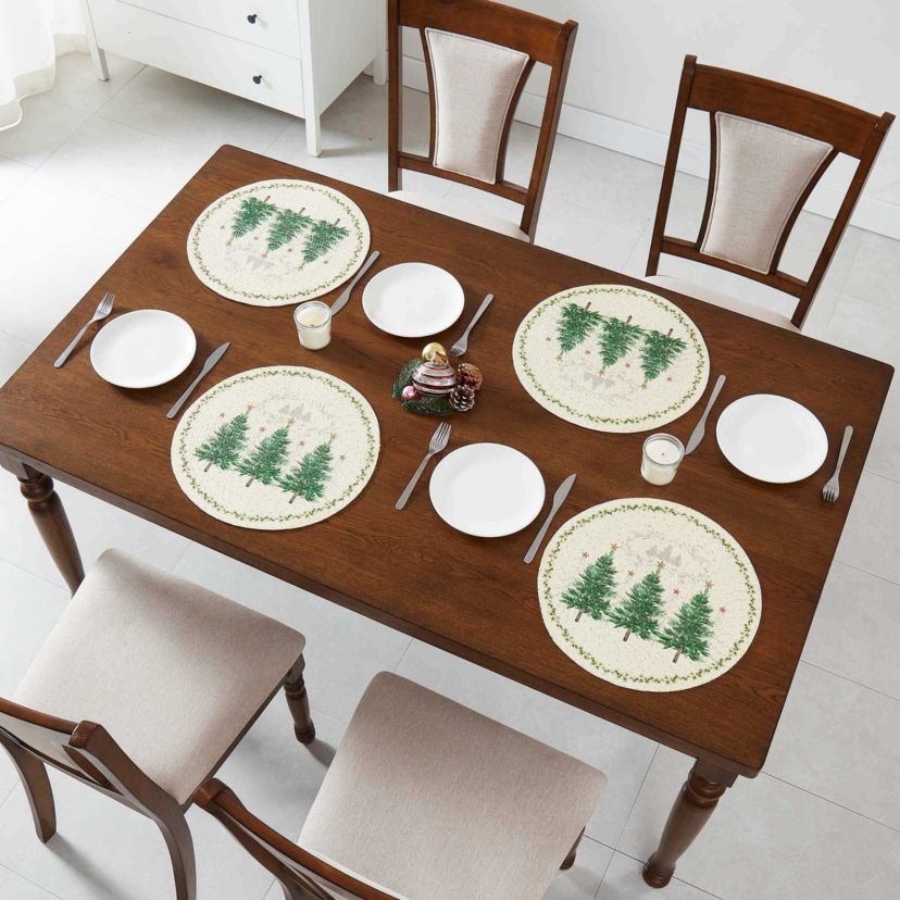 Trees Round Braided Placemat - Set of 4