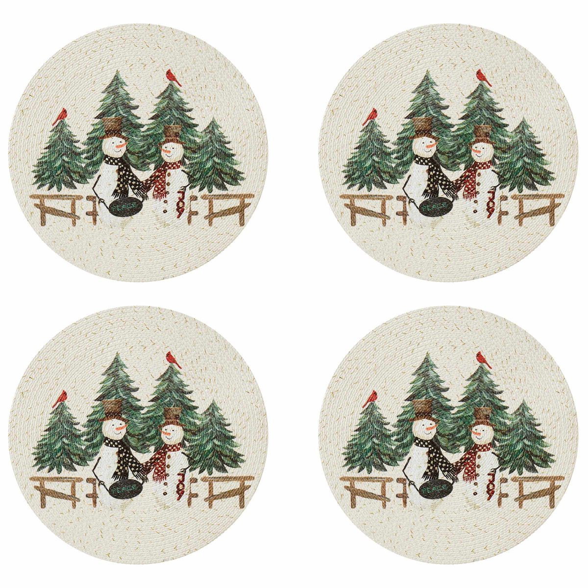 Country Snowman Round Braided Placemat - Set of 4