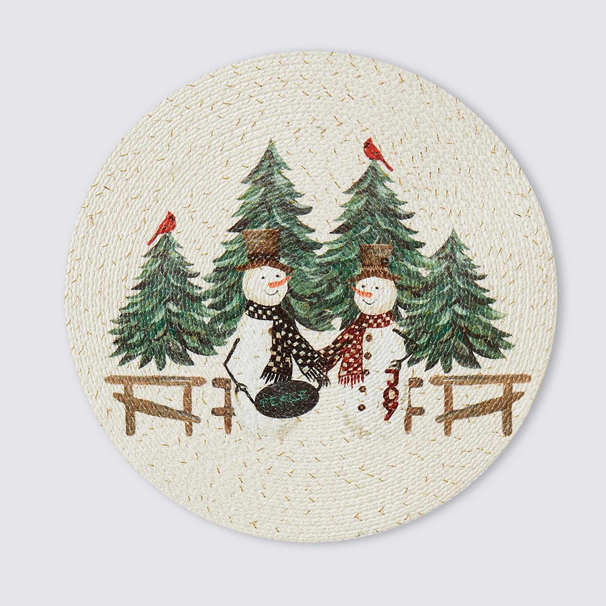 Country Snowman Round Braided Placemat - Set of 4