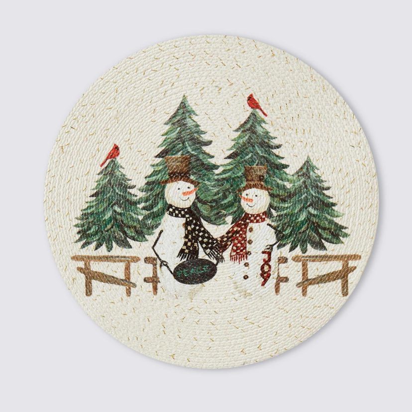 Country Snowman Round Braided Placemat - Set of 4