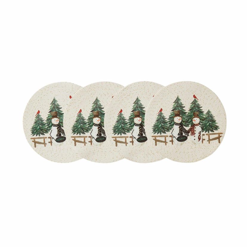 Country Snowman Round Braided Placemat - Set of 4
