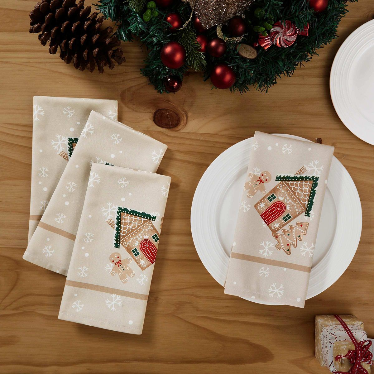 Gingerbread Village Napkins - Set of 4