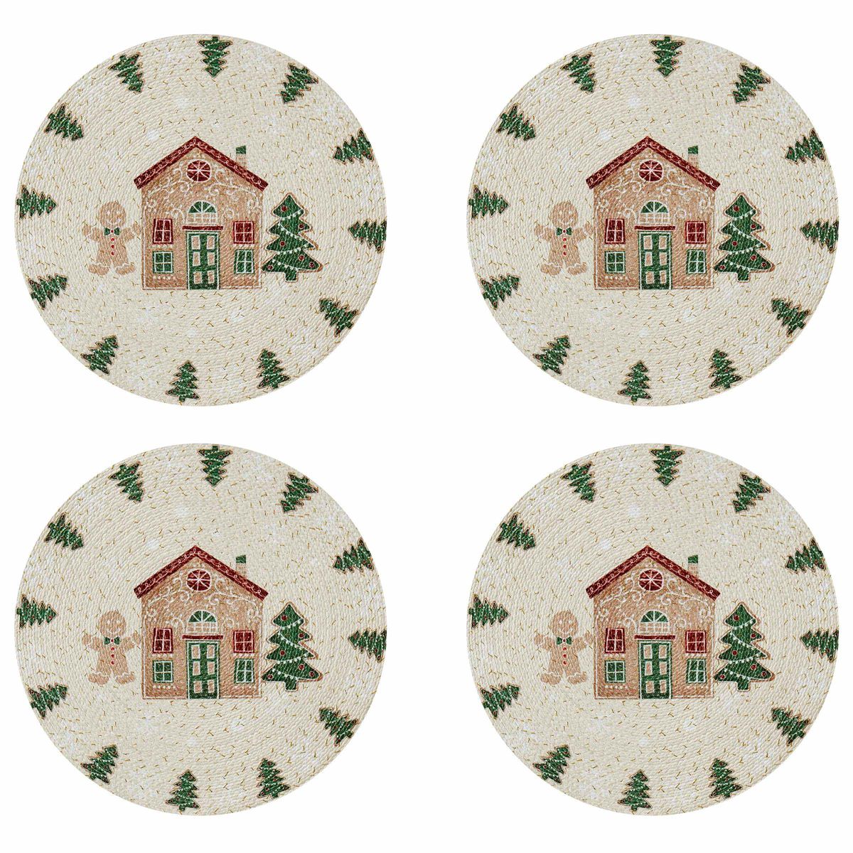 Gingerbread Village Round Placemats - Set of 4