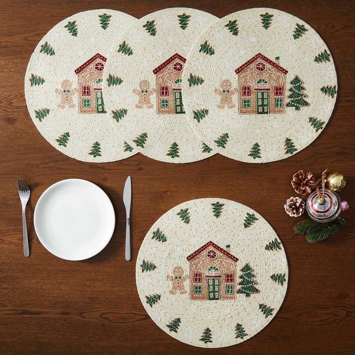 Gingerbread Village Round Placemats - Set of 4