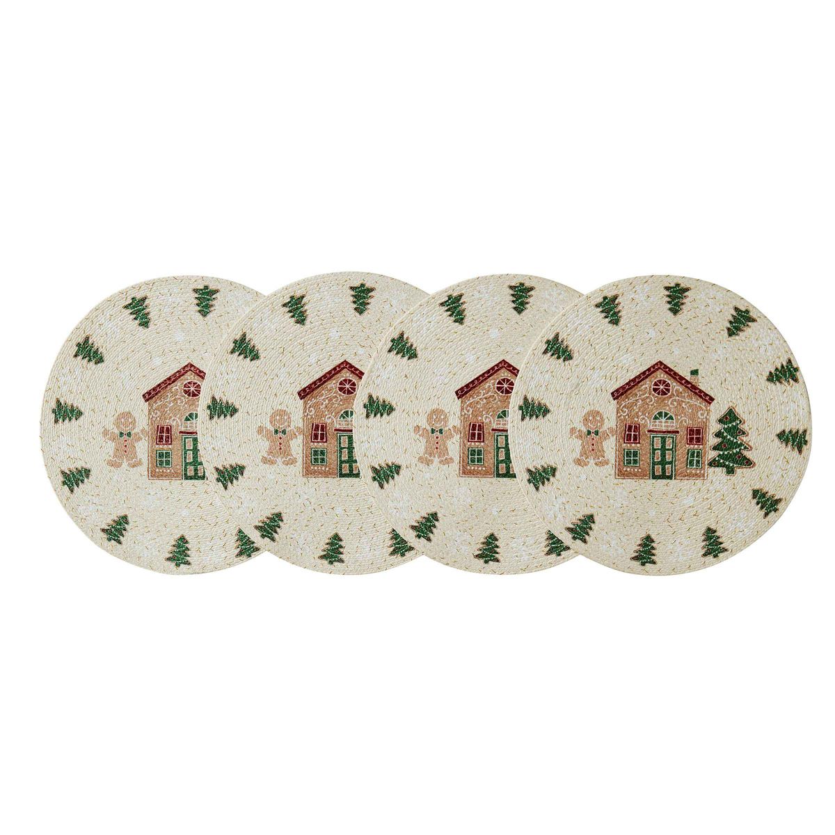 Gingerbread Village Round Placemats - Set of 4
