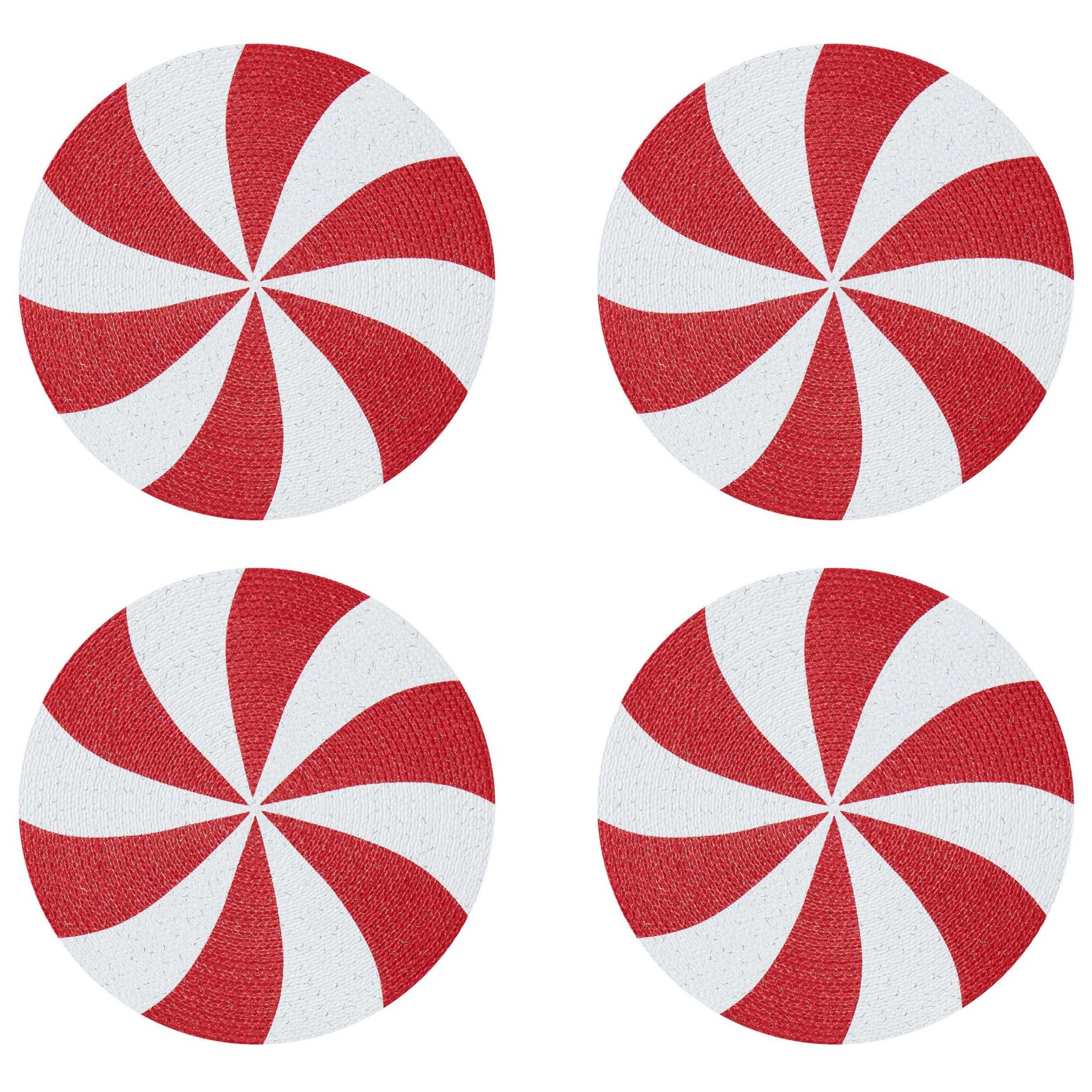Peppermint Round Braided Placemat - Set of 4