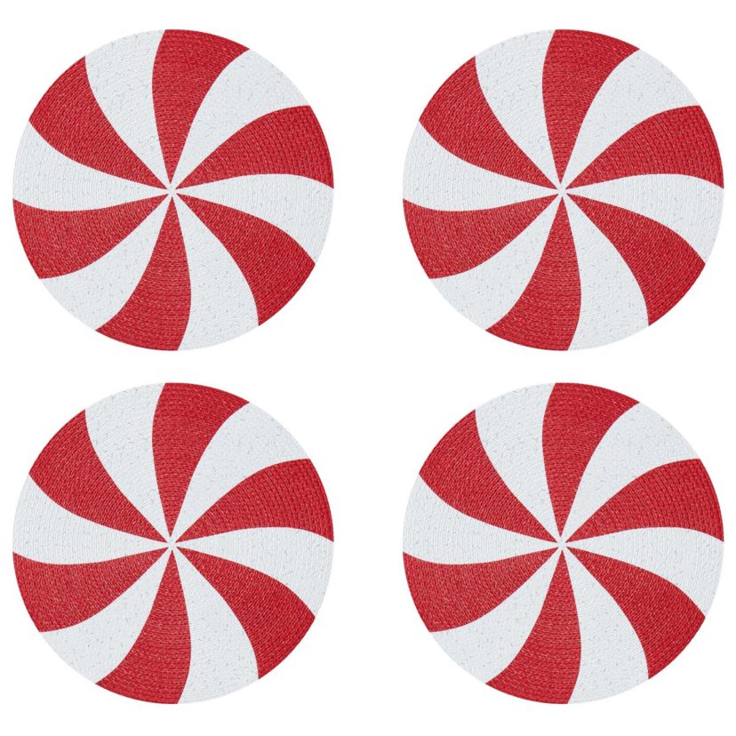 Peppermint Round Braided Placemat - Set of 4
