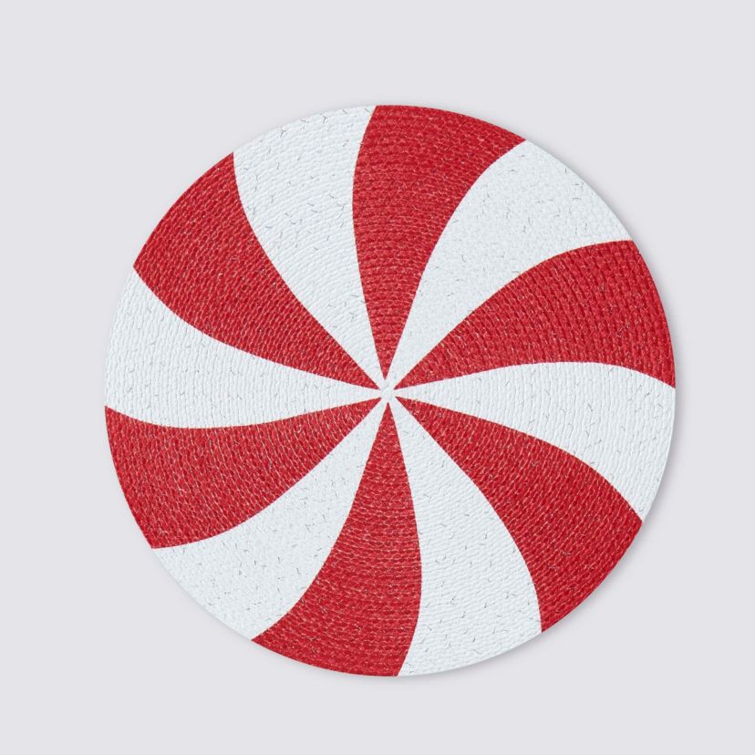 Peppermint Round Braided Placemat - Set of 4