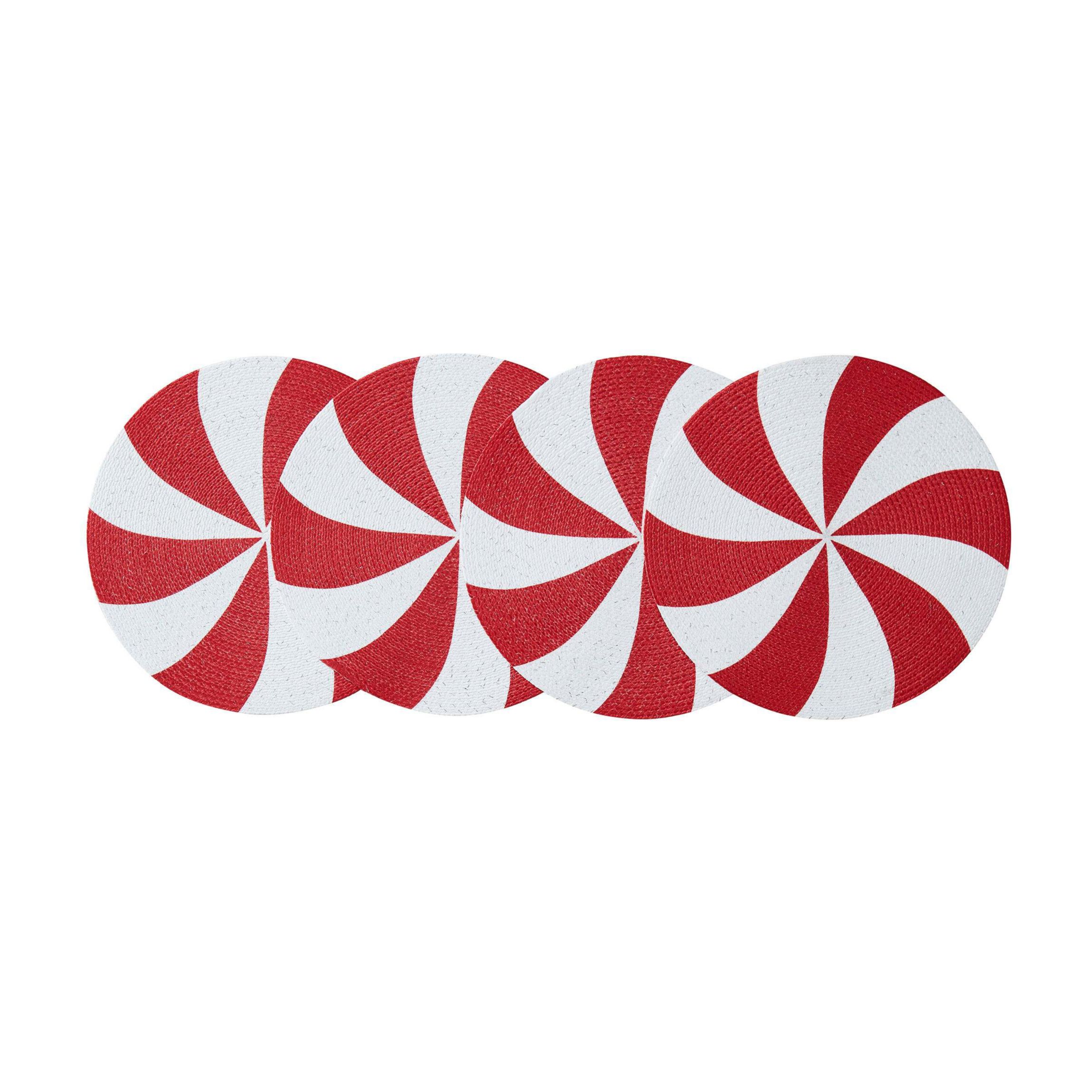 Peppermint Round Braided Placemat - Set of 4