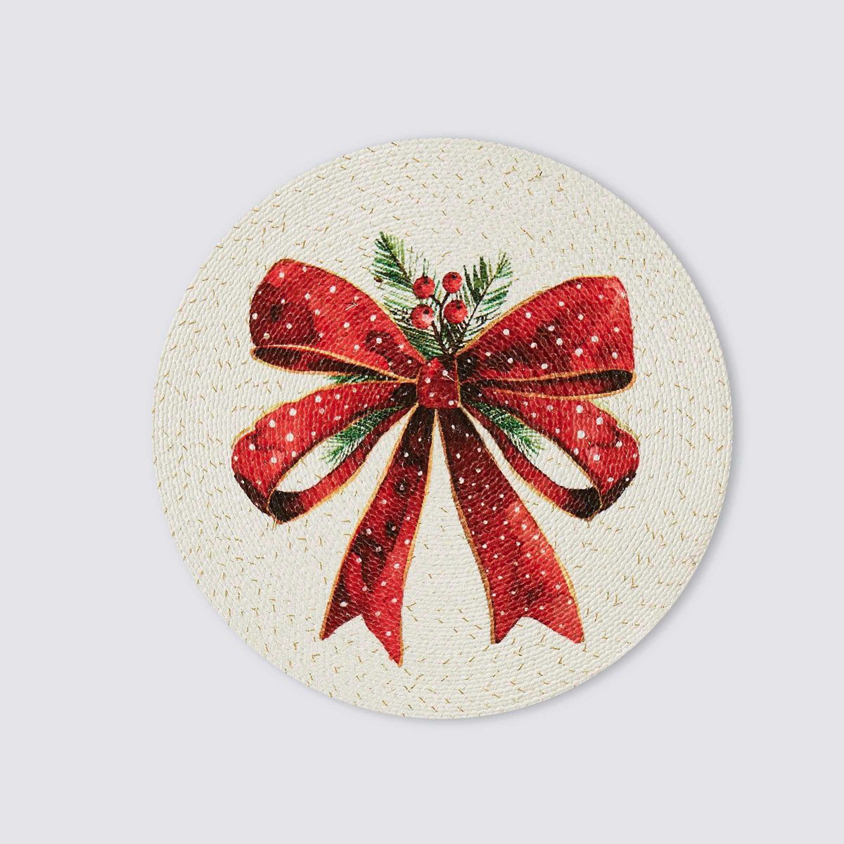 Christmas Ribbon Round Braided Placemat - Set of 4