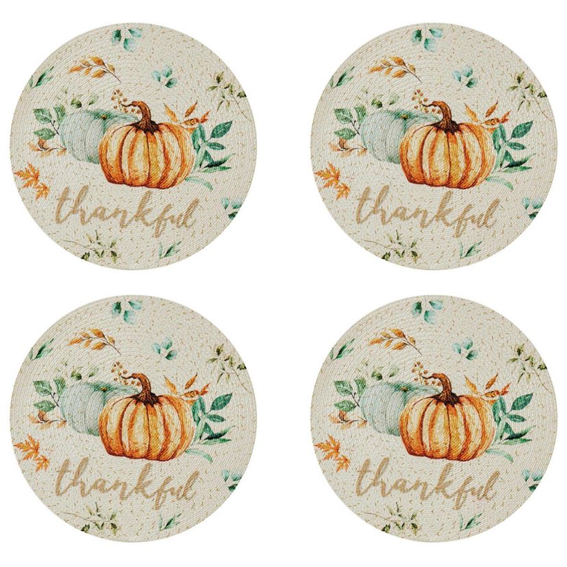 Grateful Patch Round Braided Placemat - Set of 4