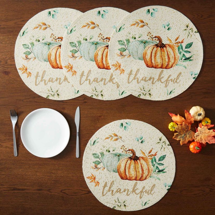 Grateful Patch Round Braided Placemat - Set of 4