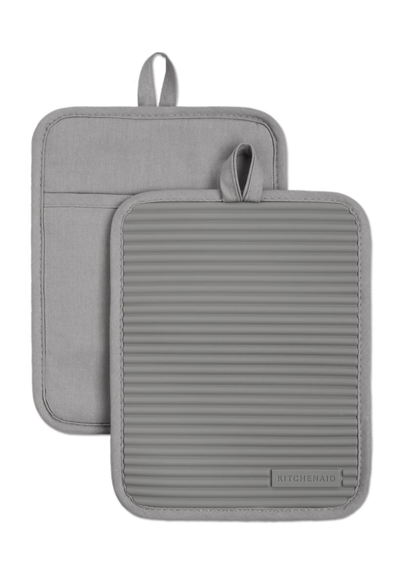Ribbed Soft Silicone Pot Holder Set
