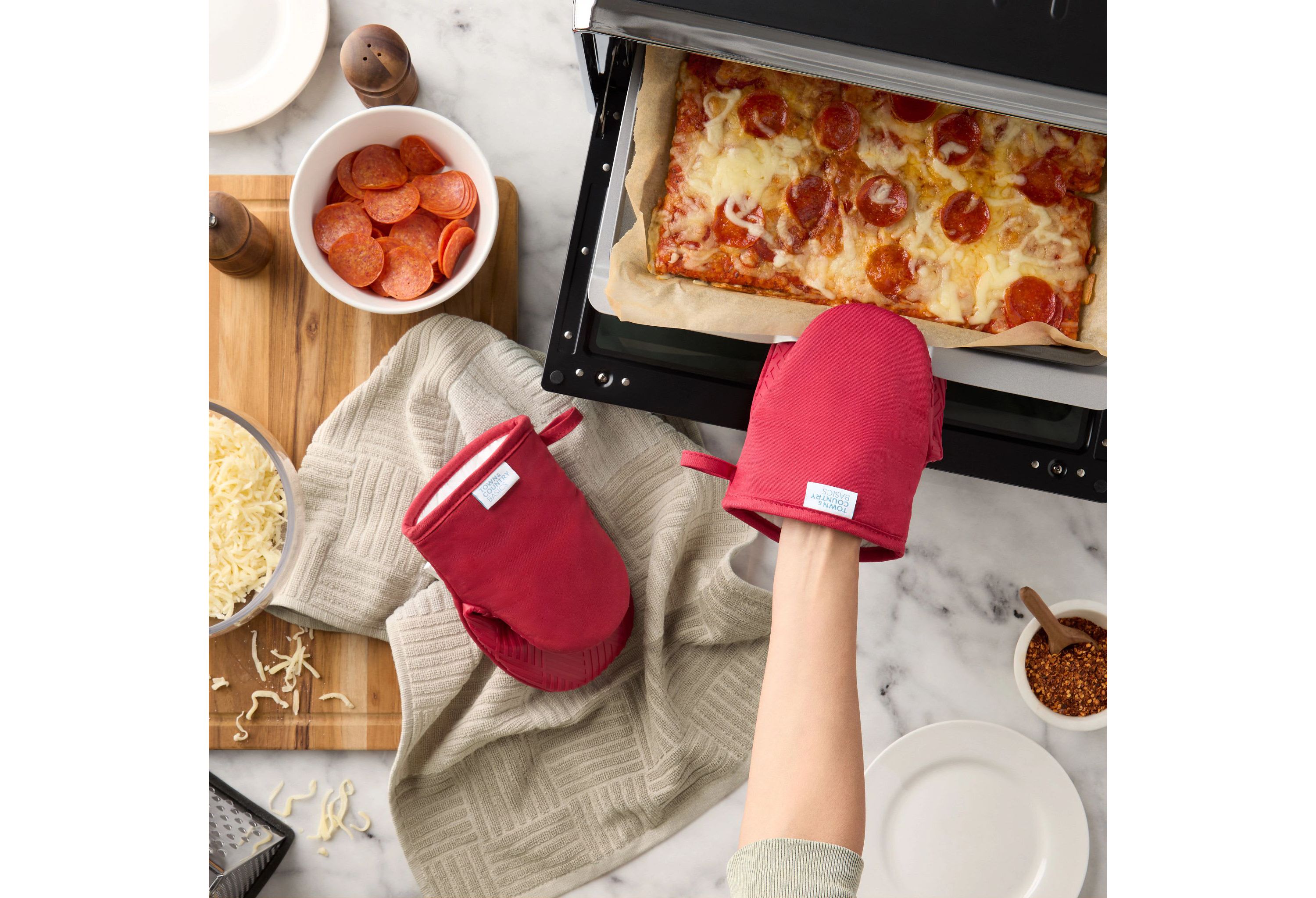 Basketweave Soft Silicone Mini Oven Mitt Set