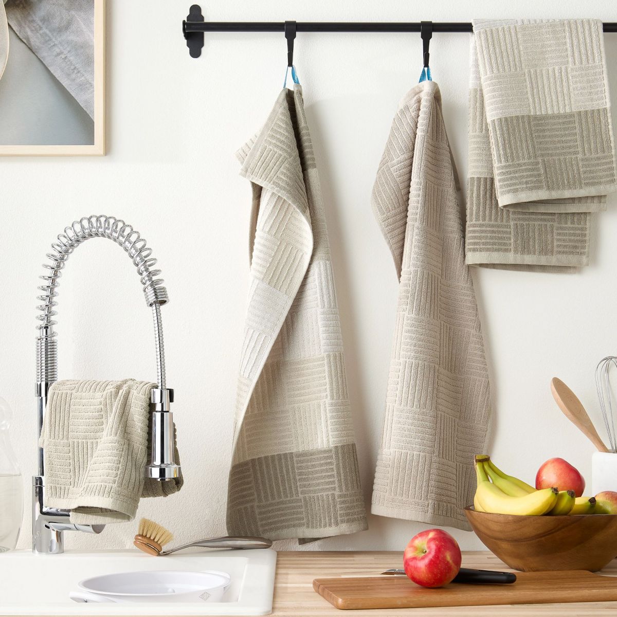 Basketweave Antimicrobial Terrycloth Kitchen Towel Set