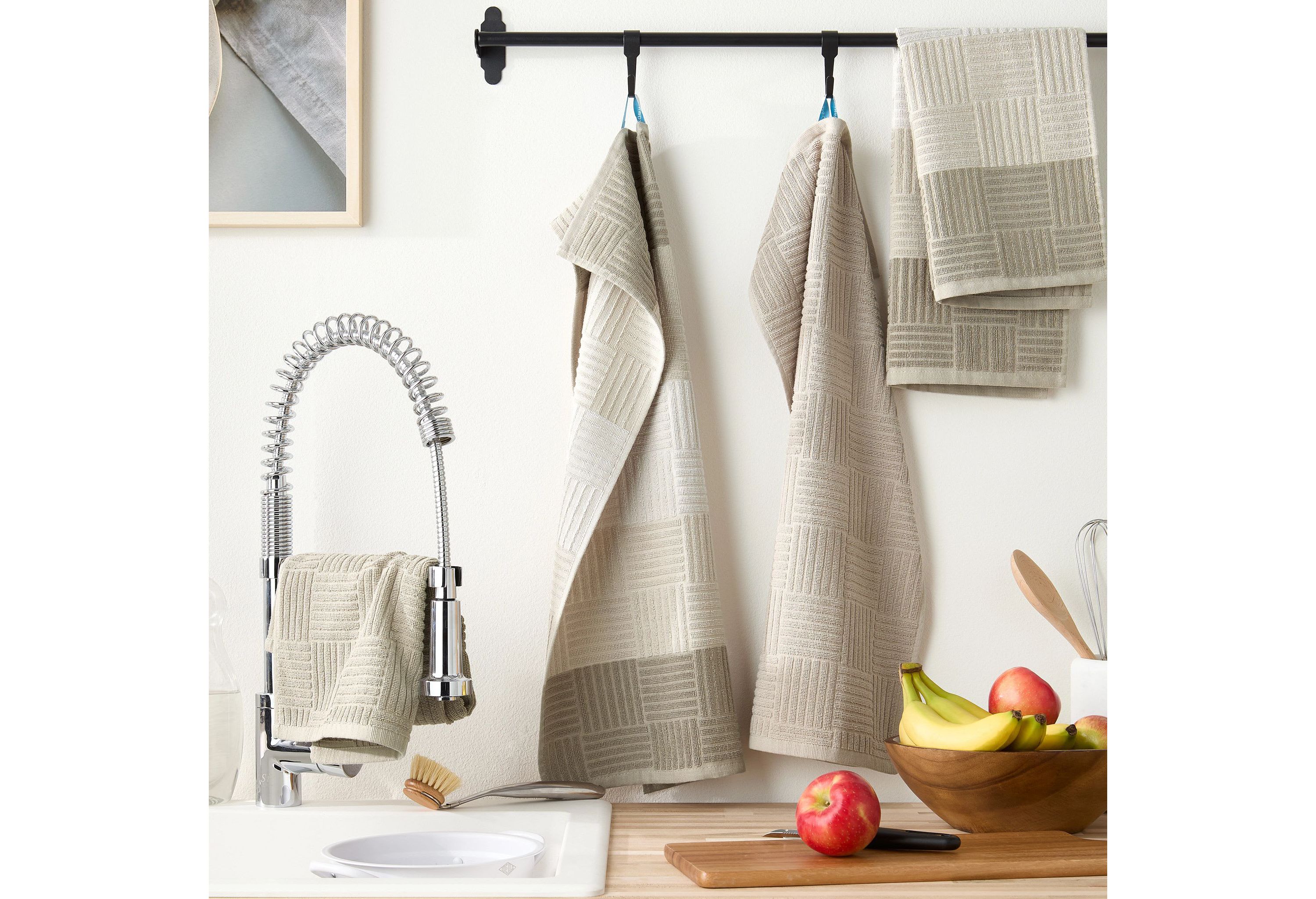 Basketweave Antimicrobial Terrycloth Kitchen Towel Set