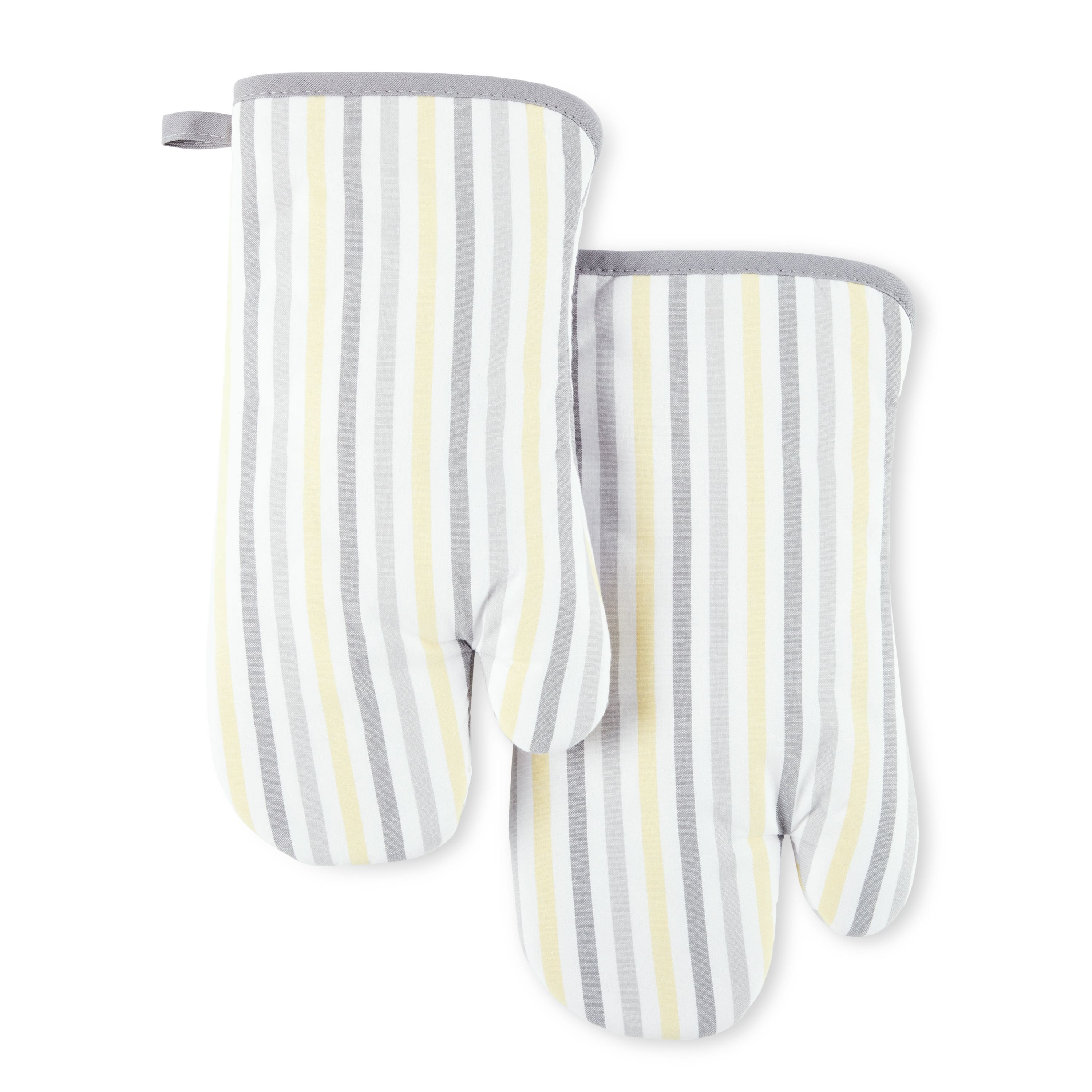 Daisy Stripe Oven Mitt Set