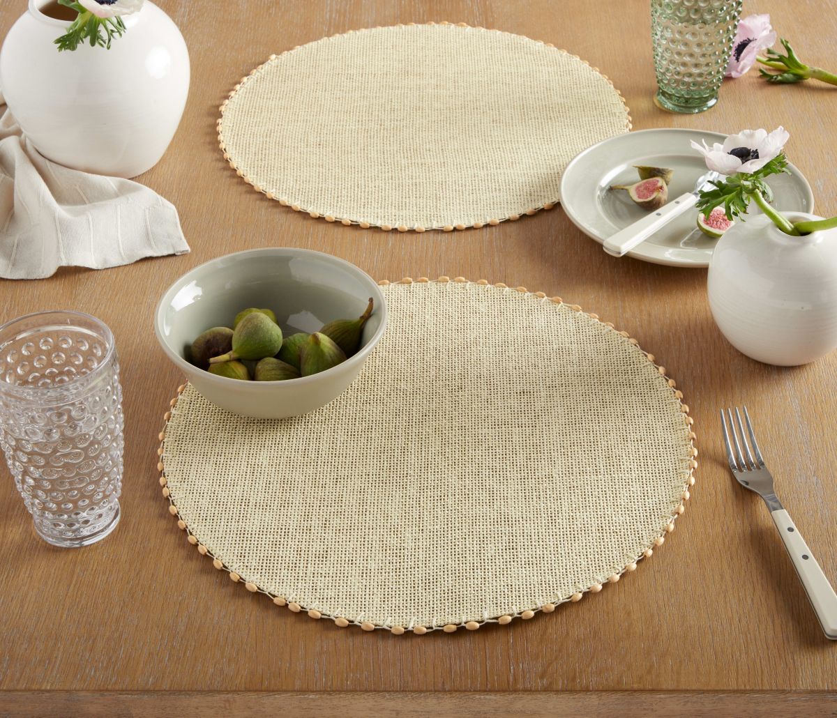 Woven  Water Resistant Lindos Beige Placemat Set