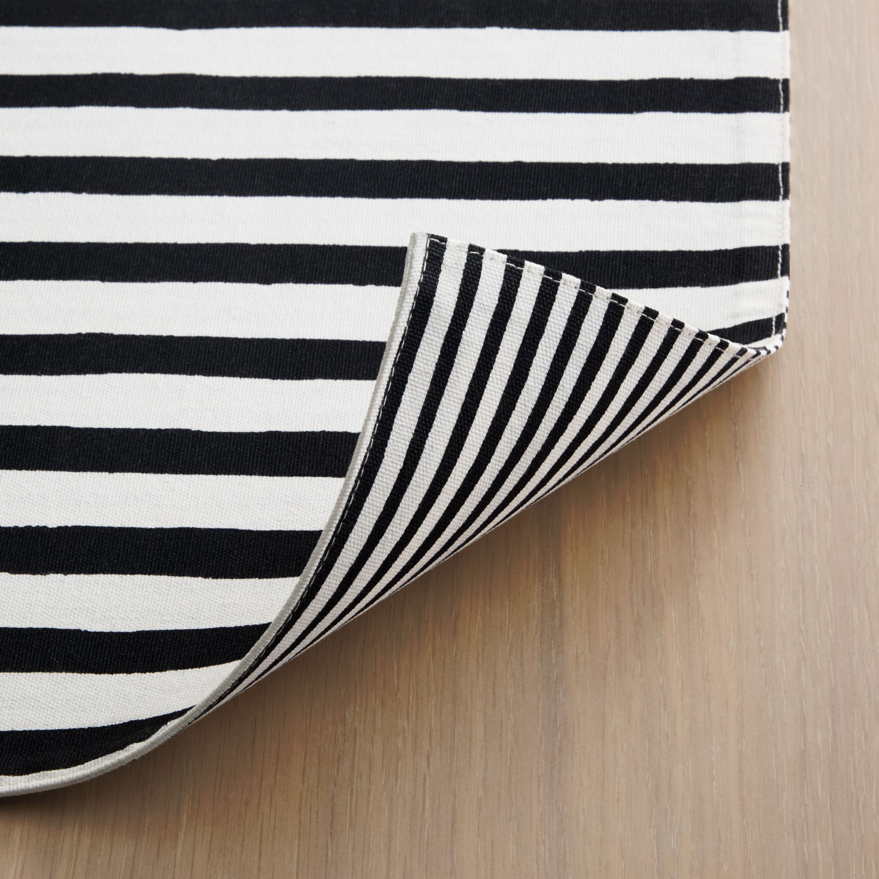Hand Painted Shirting Stripe 4-Pack Placemat Set 13”x19” Silver/White 