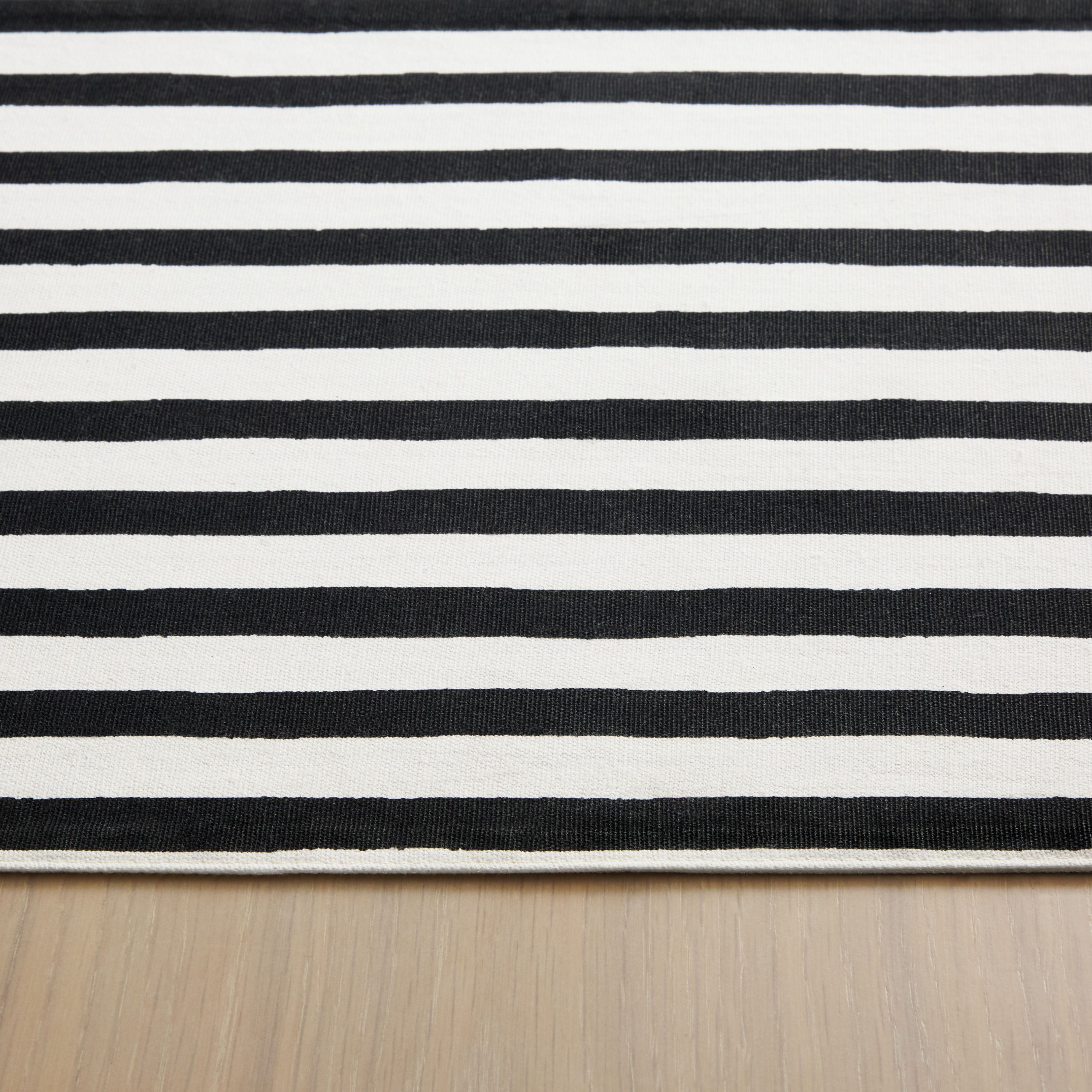Hand Painted Shirting Stripe 4-Pack Placemat Set 13”x19” Silver/White 