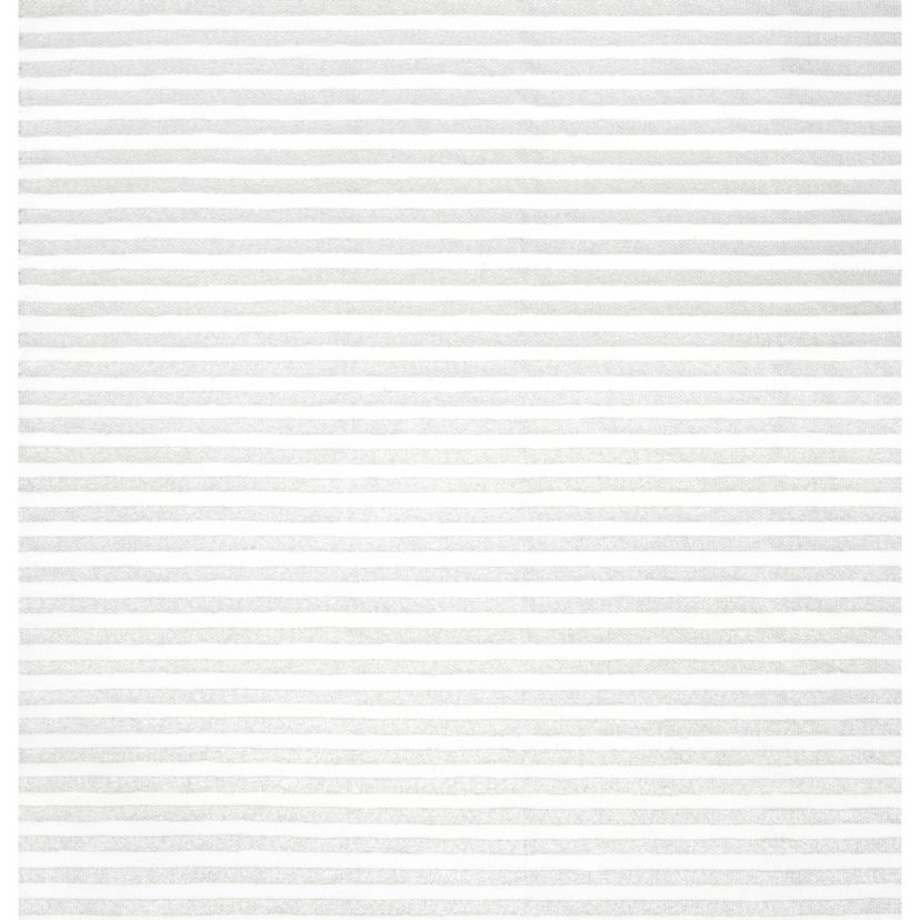 Hand Painted Shirting Stripe Metallic Print, Silver/White Napkin Set