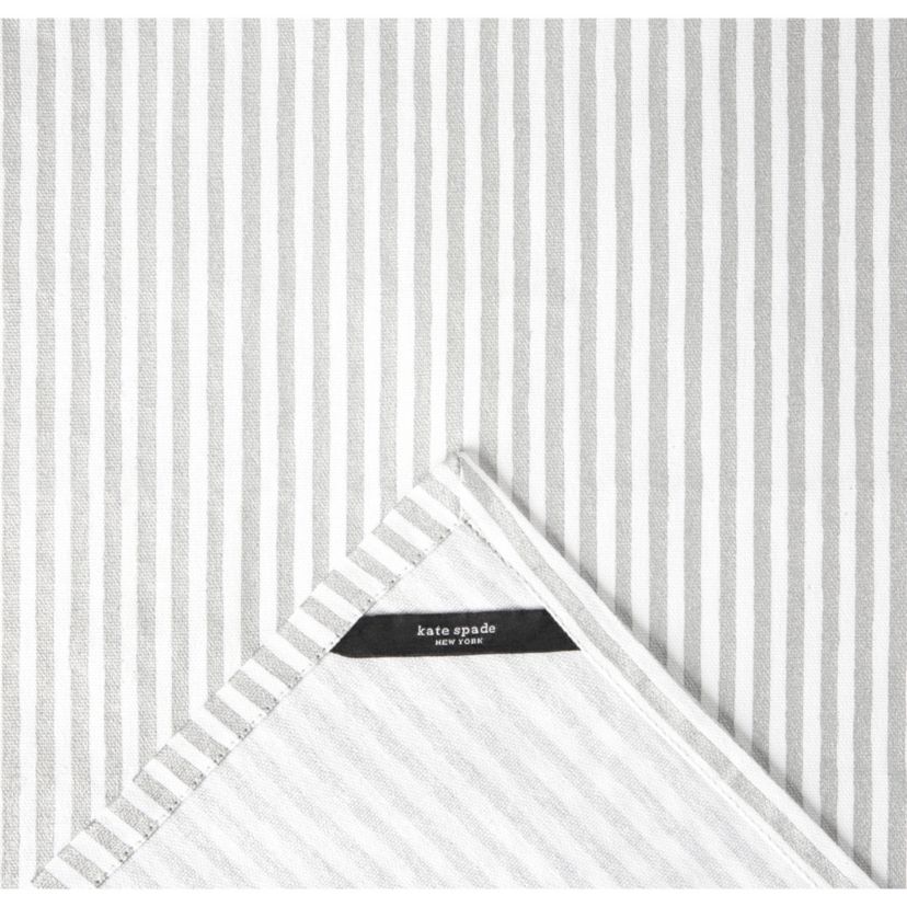 Hand Painted Shirting Stripe Metallic Print, Silver/White Napkin Set