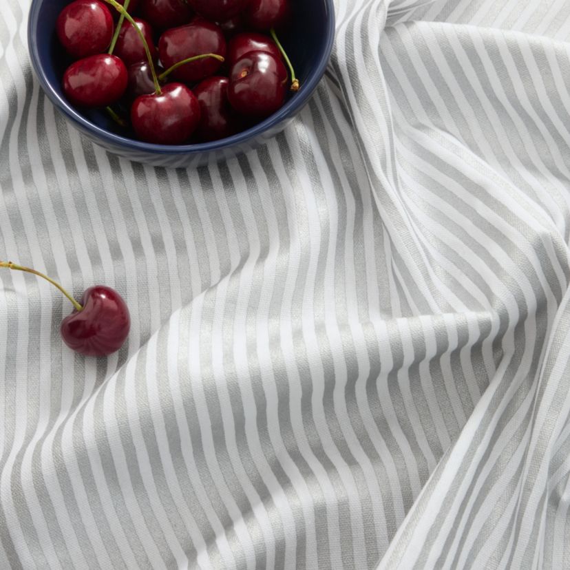 Hand Painted Shirting Stripe Metallic Print, Silver/White Napkin Set