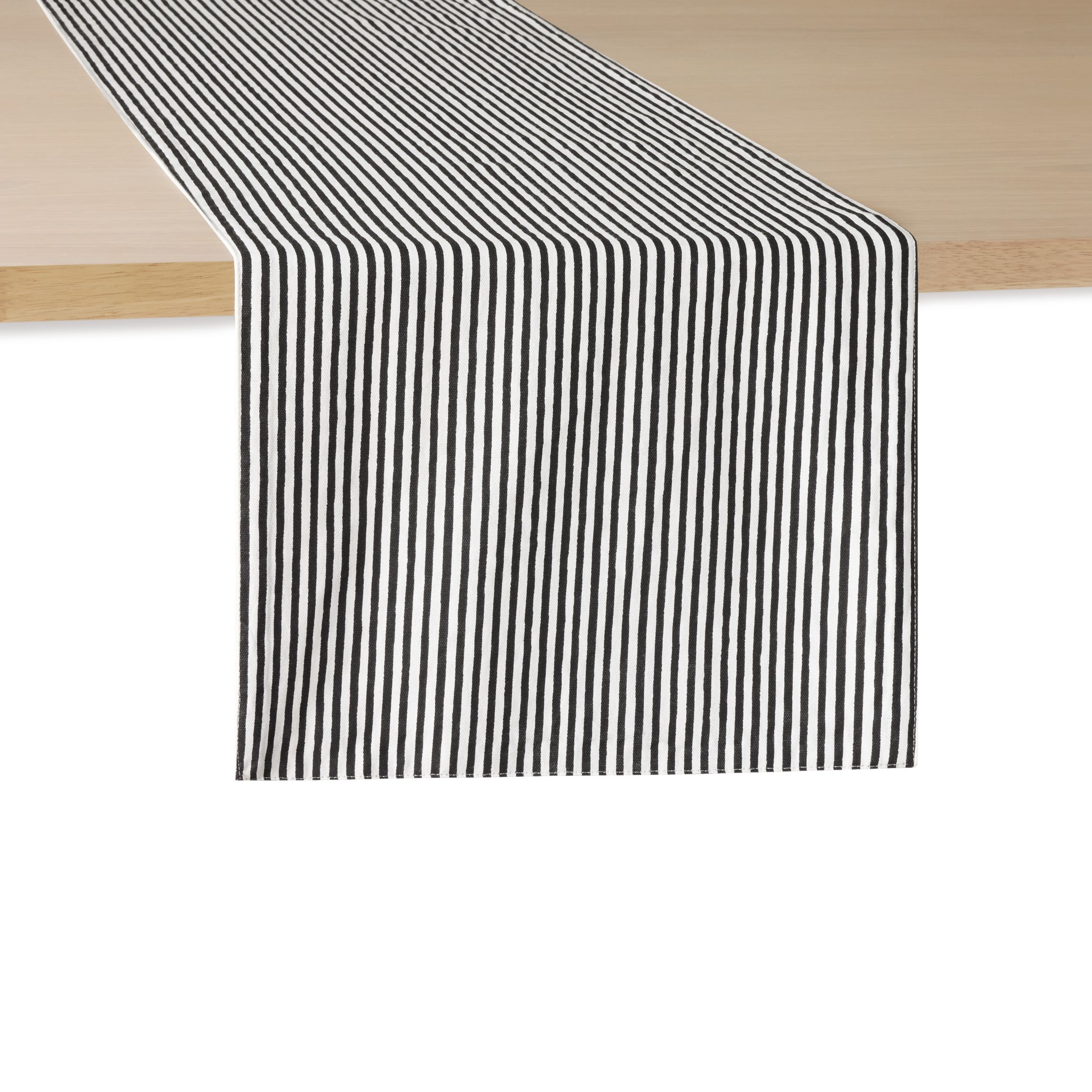 Hand Painted Shirting Stripe Reversible Silver/White Table Runner