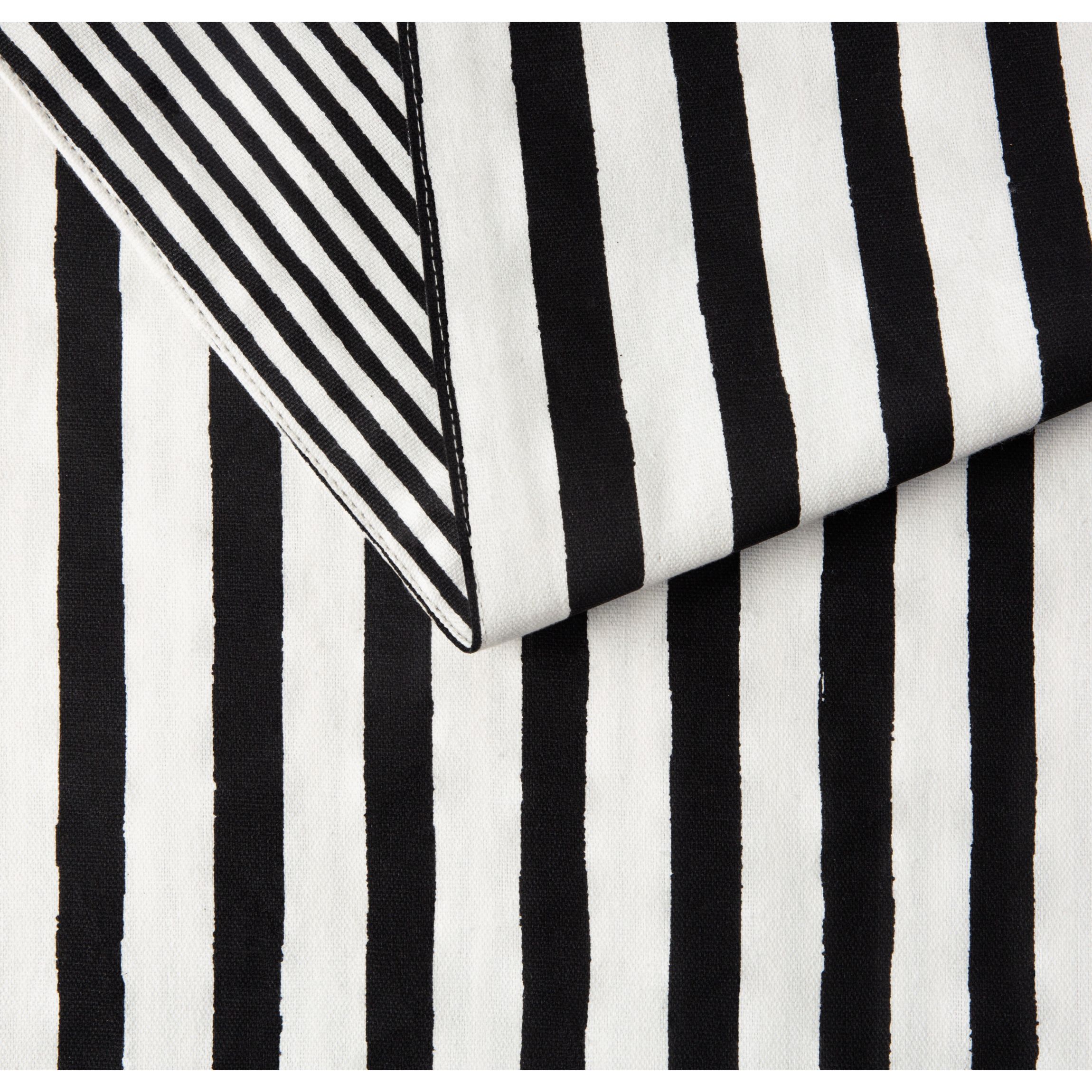 Hand Painted Shirting Stripe Reversible Silver/White Table Runner