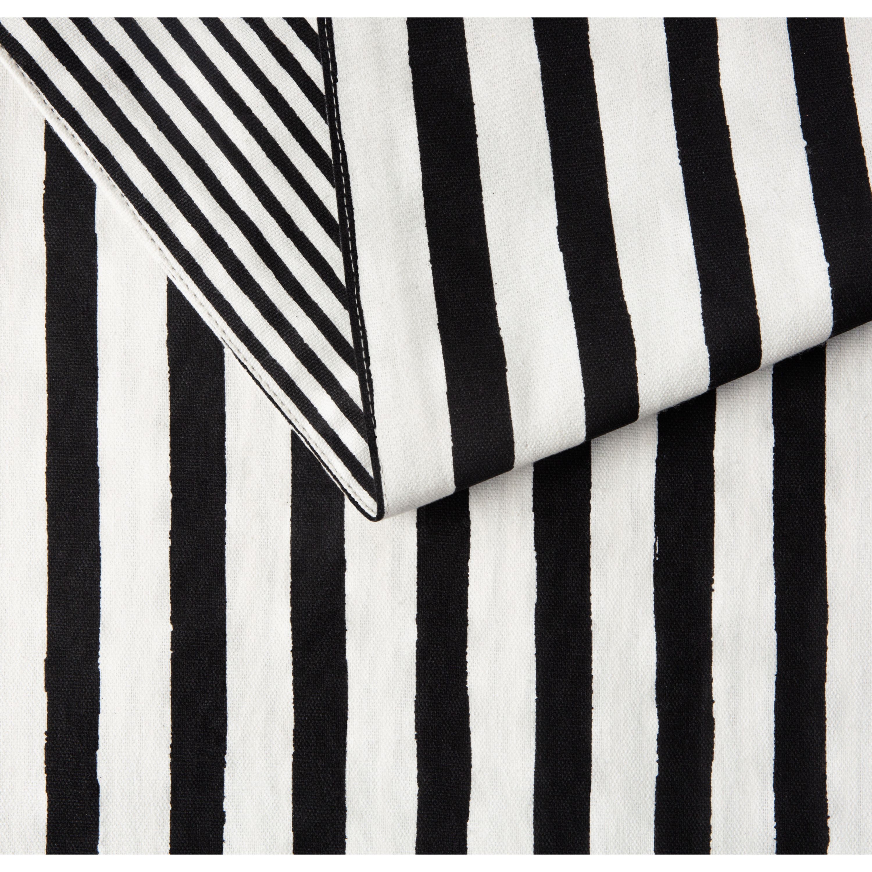 Hand Painted Shirting Stripe Reversible Silver/White Table Runner