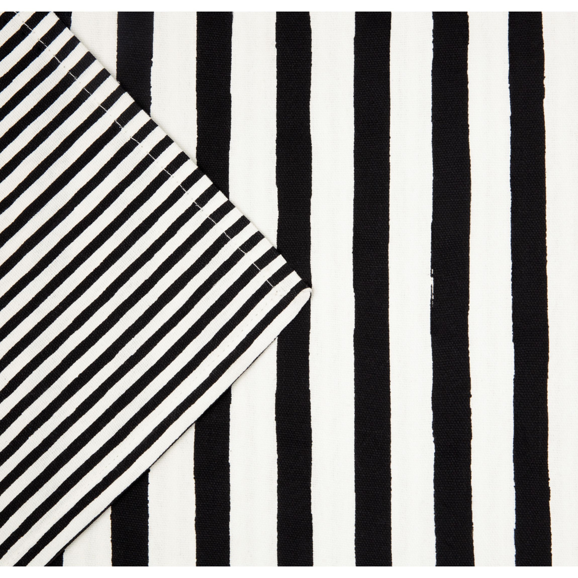 Hand Painted Shirting Stripe Reversible Silver/White Table Runner