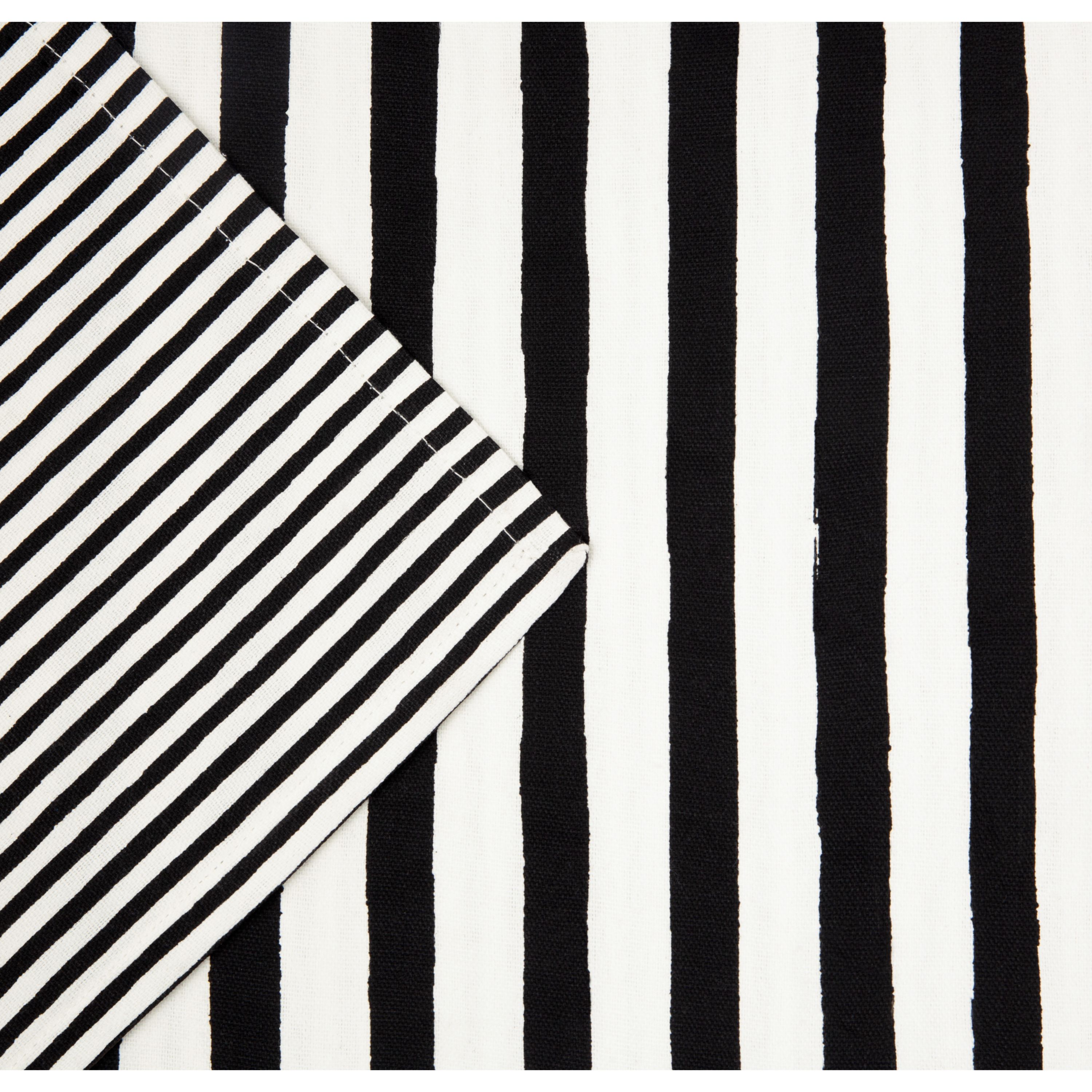 Hand Painted Shirting Stripe Reversible Silver/White Table Runner