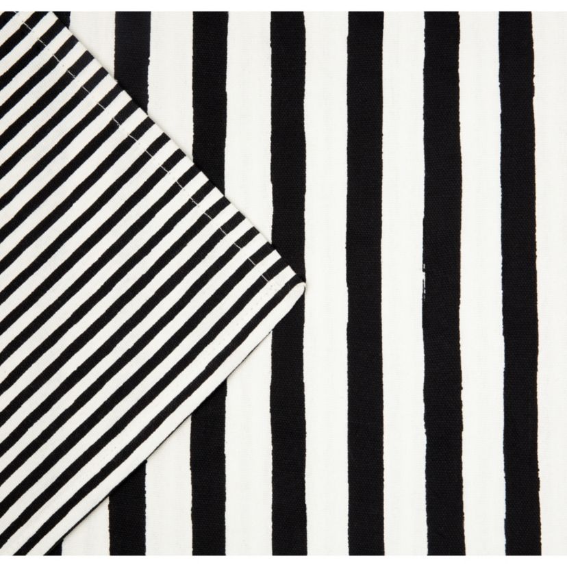 Hand Painted Shirting Stripe Reversible Silver/White Table Runner