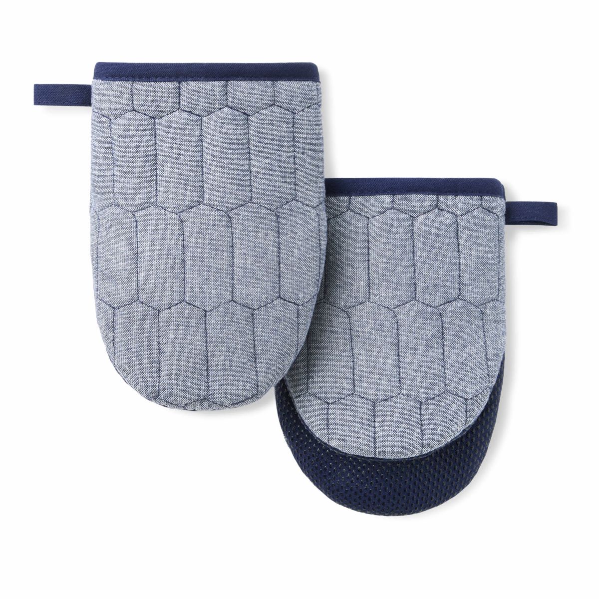 Martha Stewart Honeycomb Quilted Chambray 2-Pack Mini Oven Mitt Set