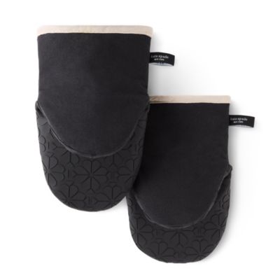 kate spade new york Spade Flower Soft Silicone 2-Pack Mini Oven Mitt Set, Black