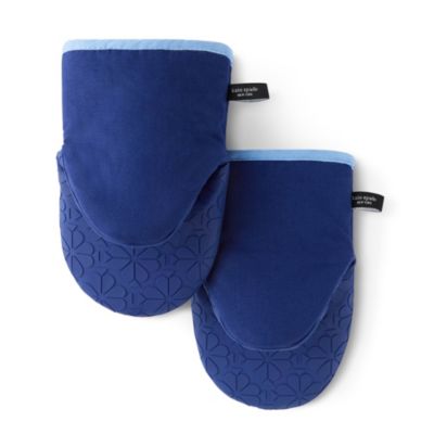 kate spade new york Spade Flower Soft Silicone 2-Pack Mini Oven Mitt Set, Navy Blue