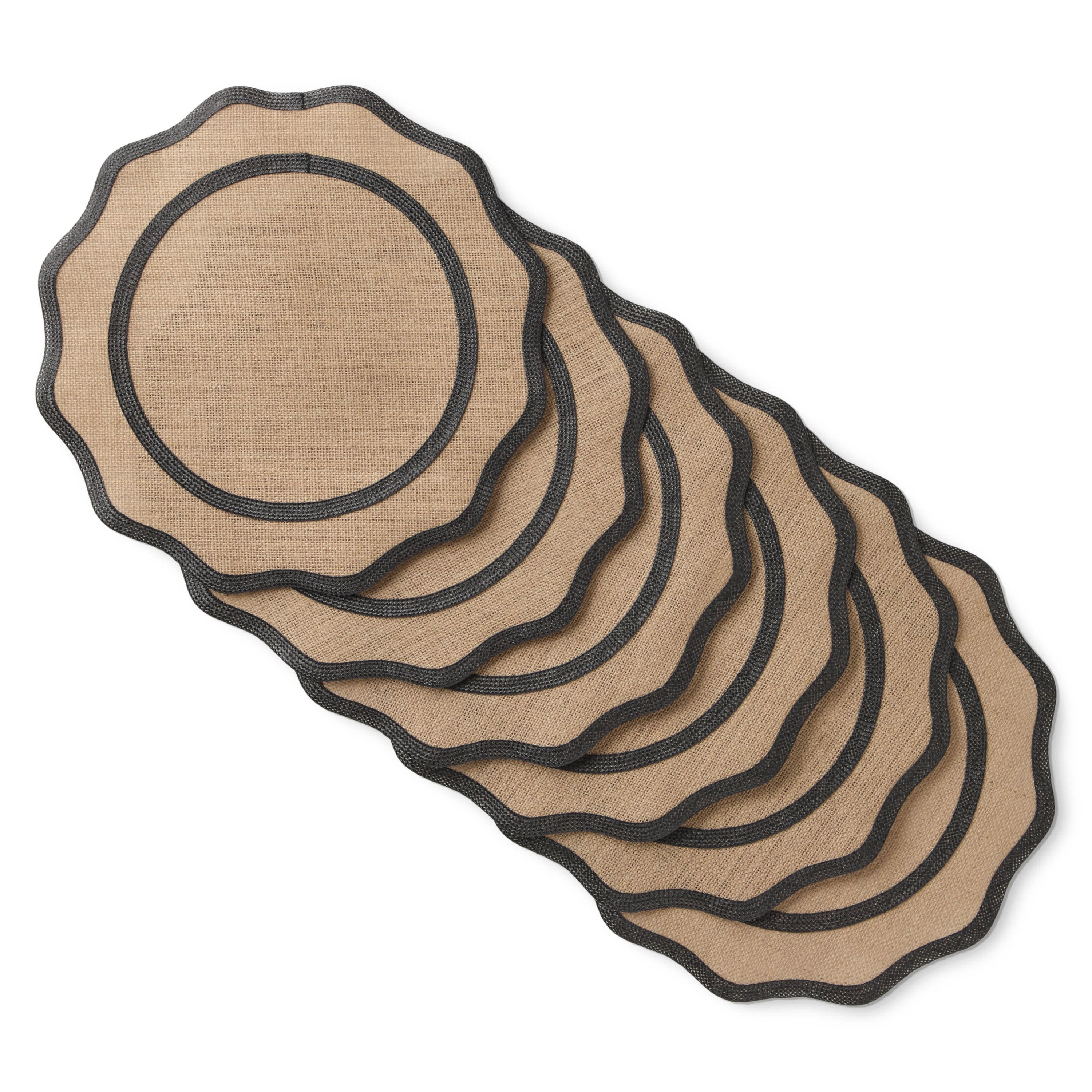 Hessian Textured Wedge Border 6-Pack Placemat Set
