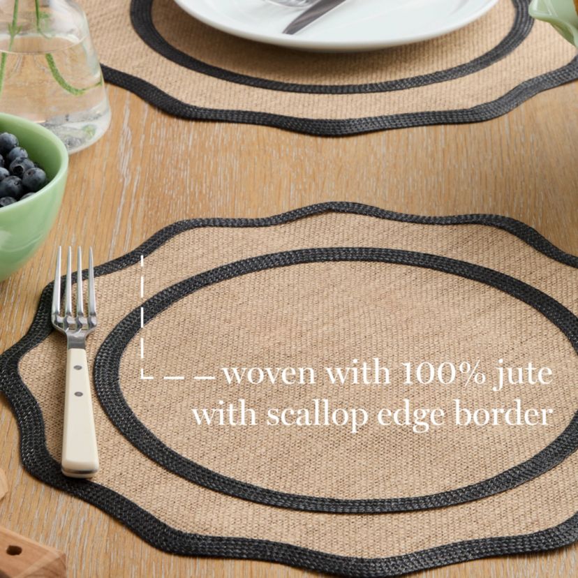 Hessian Textured Wedge Border 6-Pack Placemat Set